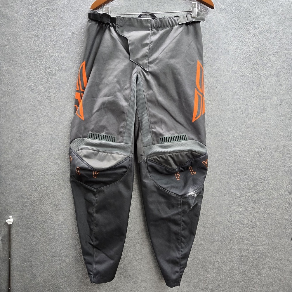 Fly Racing Men Pants 32 Gray Logo F-16 Motocross Pants Zipper 30" Inseam READ